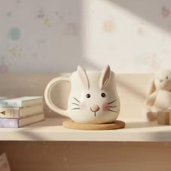 Pink Cute Bunny Face Premium Ceramic Coffee Mug