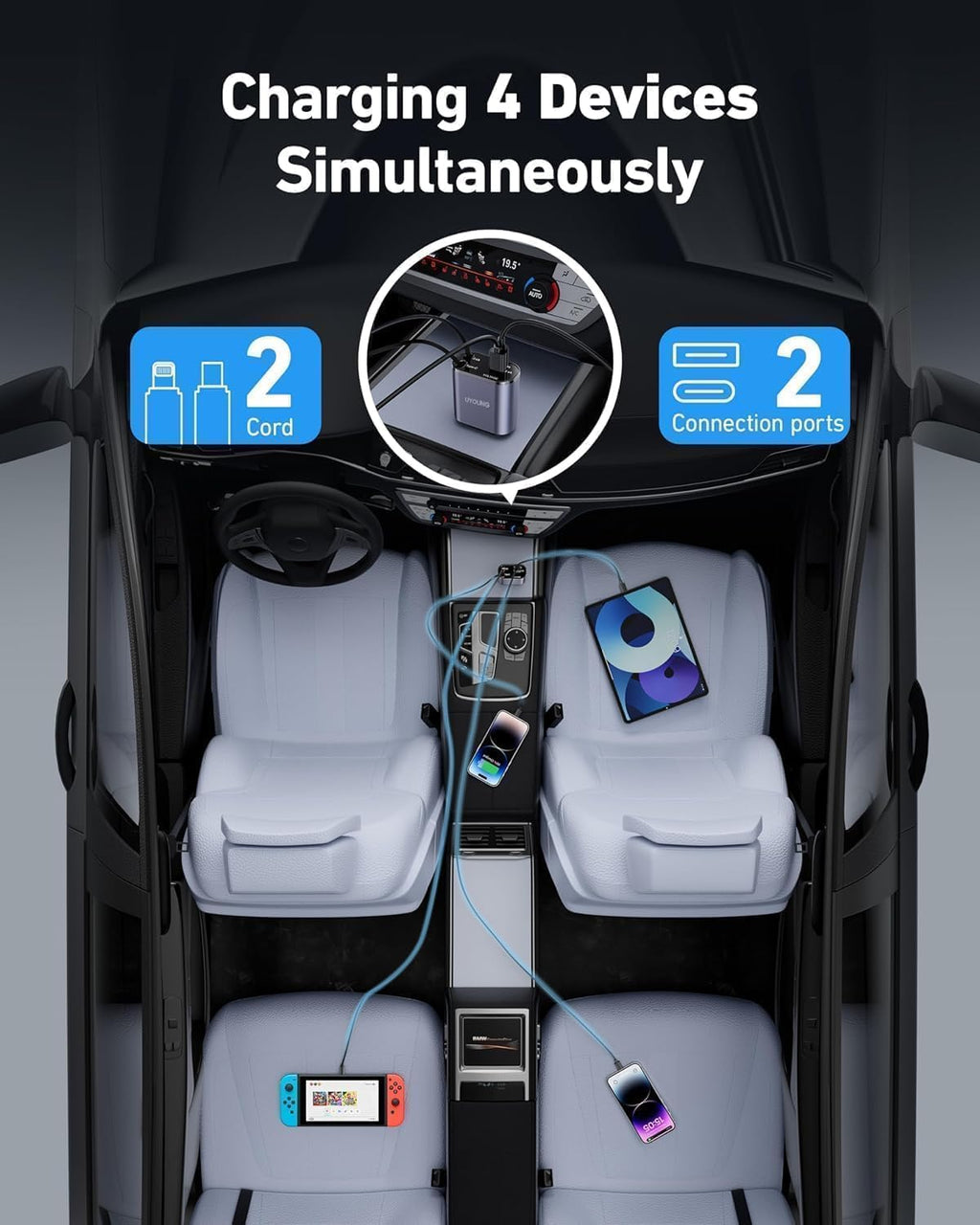 4-IN-1 Super fast car charger