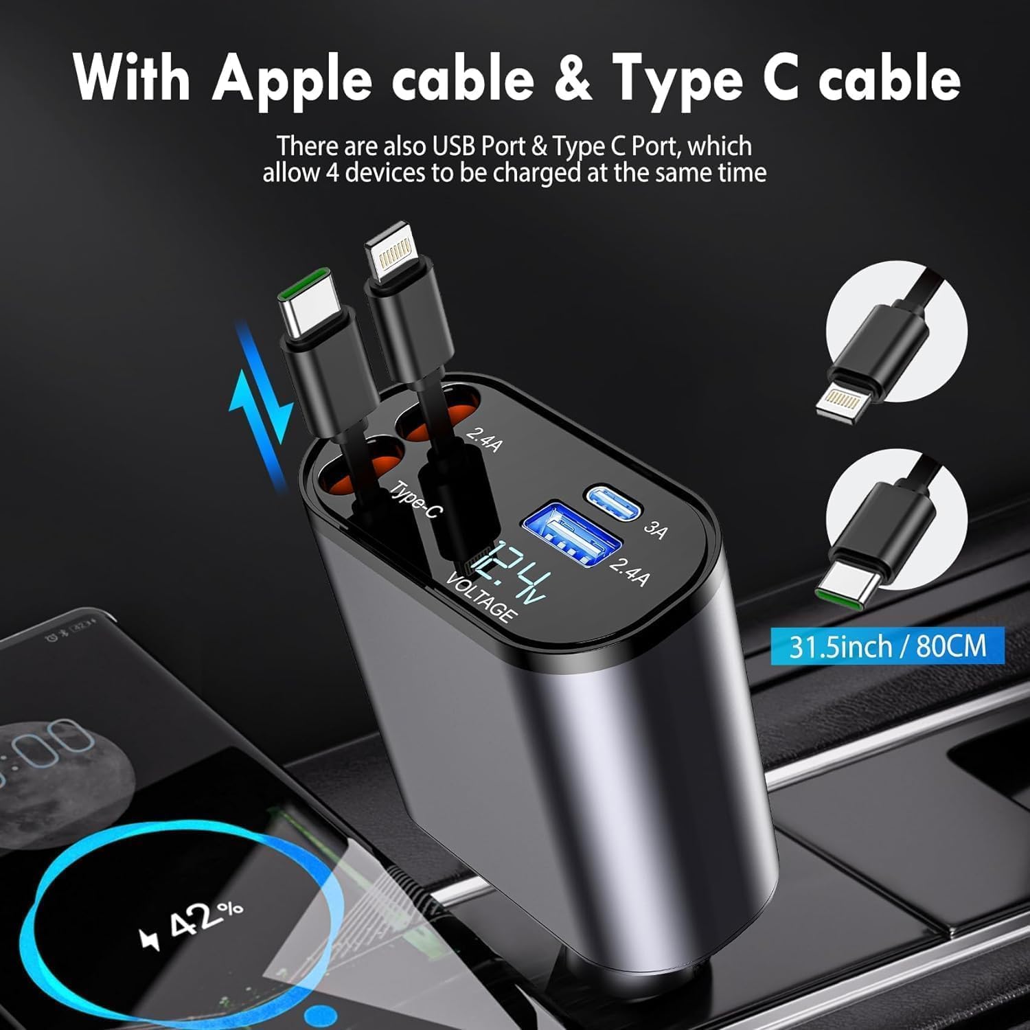 4-IN-1 Super fast car charger