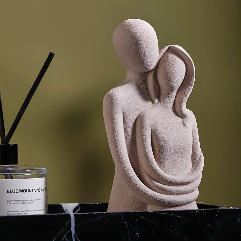 Love Statue Hugging Couple Ceramic Decor