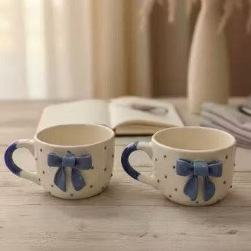 Stylish Polka Dot Ceramic Cup with Handle