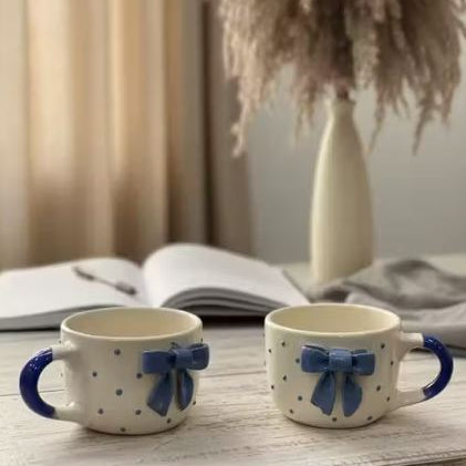 Stylish Polka Dot Ceramic Cup with Handle