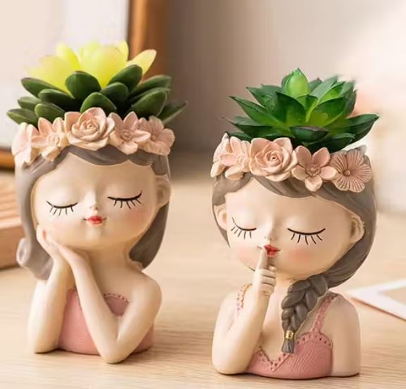 Artistic Herringbone Face Plant Pot