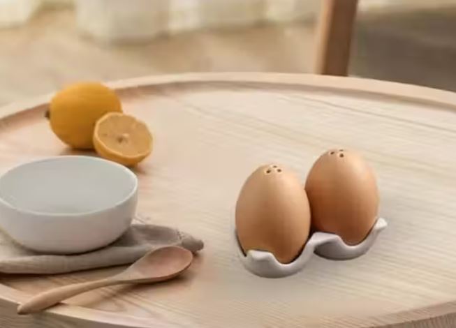 Egg Design Salt and Pepper Shaker Set with Egg Carton Style Holder