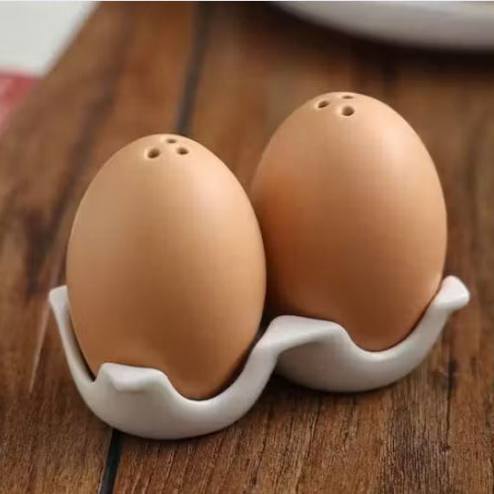 Egg Design Salt and Pepper Shaker Set with Egg Carton Style Holder