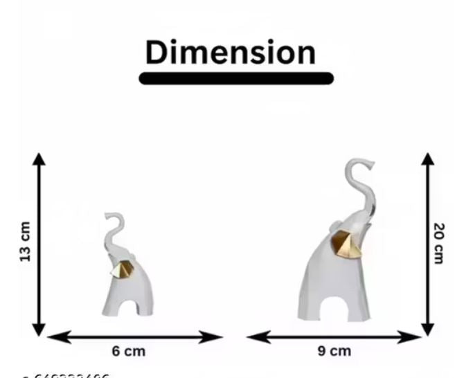 Resin White Elephant Showpiece Set