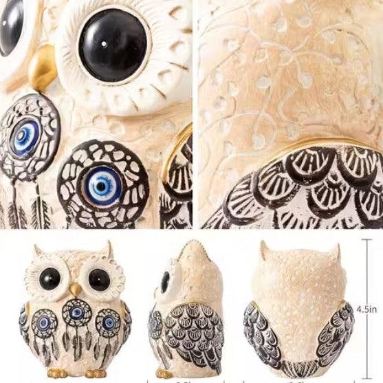 Owl Figurine with Blue Evil Eye